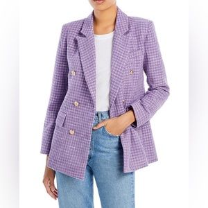 Purple Tweed Double Breasted Blazer Bloomingdale’s AQUA XS